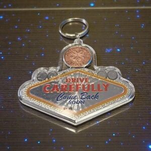 🔴5/$25🔴Las Vegas Drive Carefully Keychain with Coin